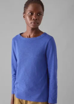 Jersey|Tops & Tees-TOAST Lia Garment Dyed Boat Neck Tee Cobalt