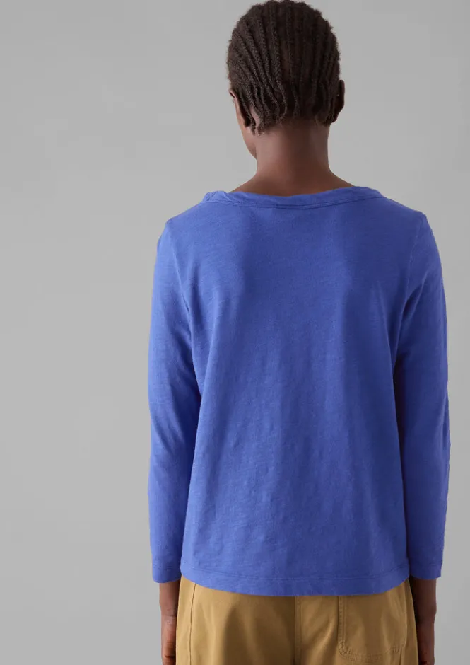 Jersey|Tops & Tees-TOAST Lia Garment Dyed Boat Neck Tee Cobalt
