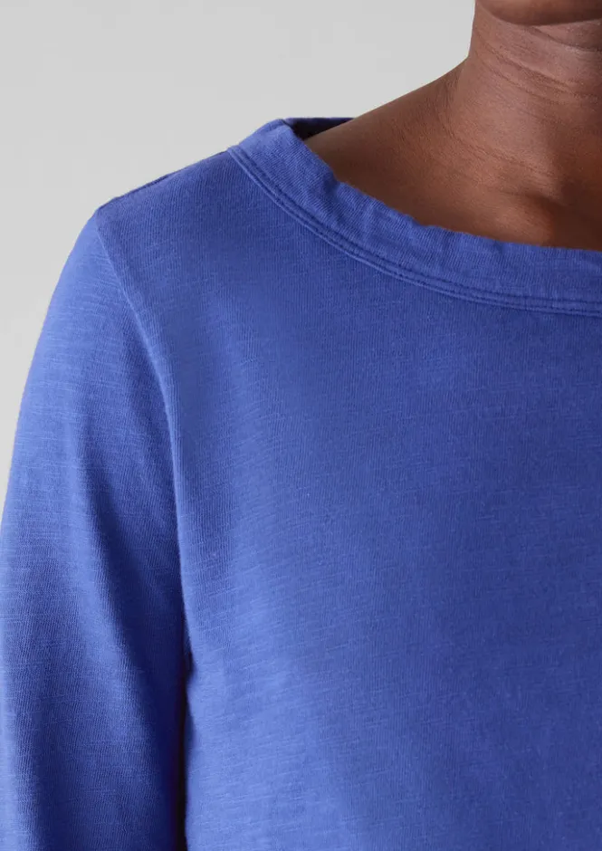 Jersey|Tops & Tees-TOAST Lia Garment Dyed Boat Neck Tee Cobalt