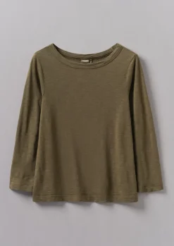 Jersey|Tops & Tees-TOAST Lia Garment Dyed Boat Neck Tee Olive