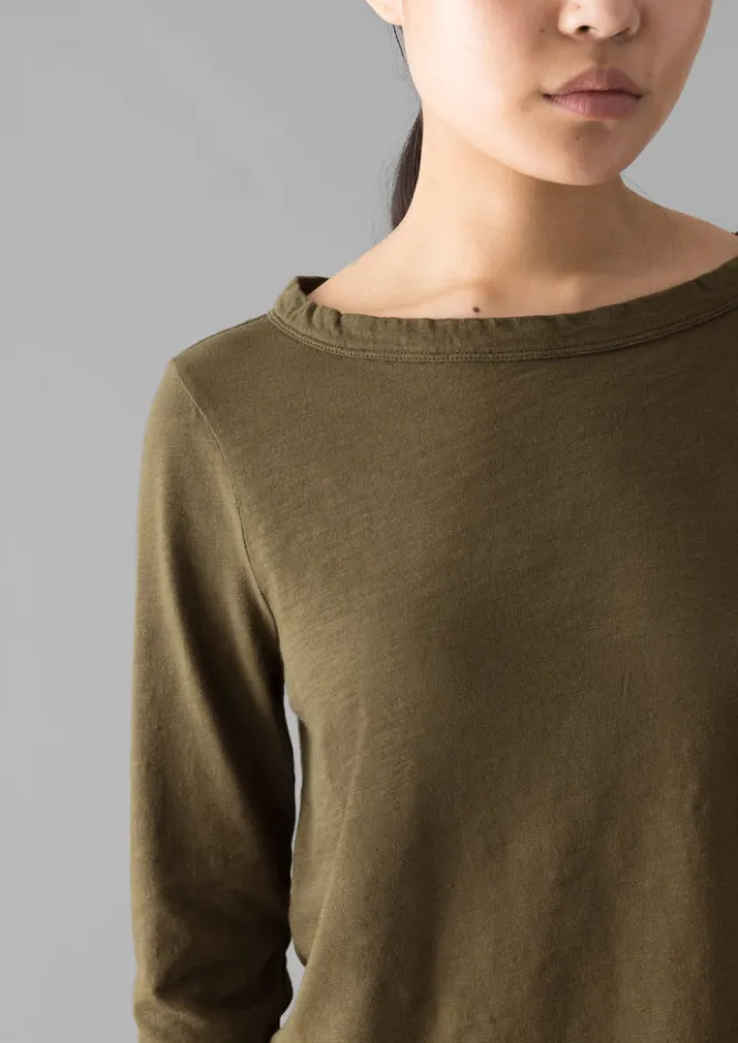 Jersey|Tops & Tees-TOAST Lia Garment Dyed Boat Neck Tee Olive