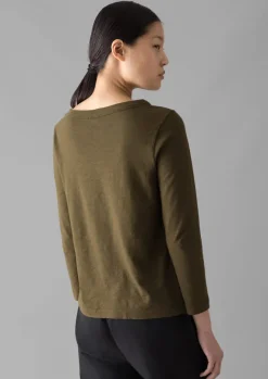 Jersey|Tops & Tees-TOAST Lia Garment Dyed Boat Neck Tee Olive
