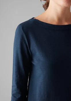 Jersey|Tops & Tees-TOAST Lia Garment Dyed Boat Neck Tee DarkNavy