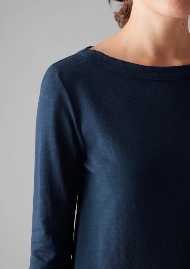 Jersey|Tops & Tees-TOAST Lia Garment Dyed Boat Neck Tee DarkNavy