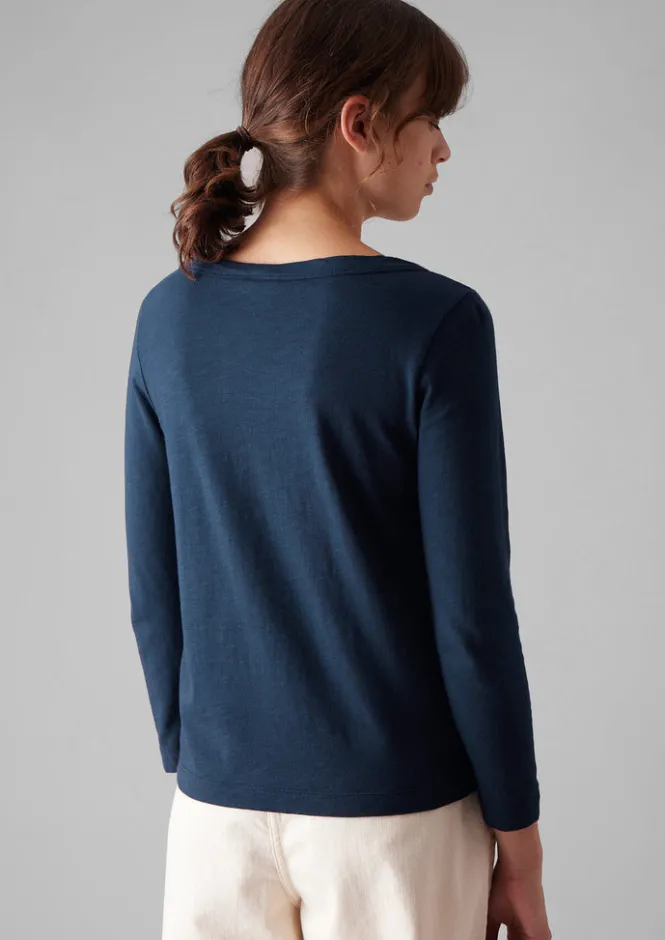 Jersey|Tops & Tees-TOAST Lia Garment Dyed Boat Neck Tee DarkNavy