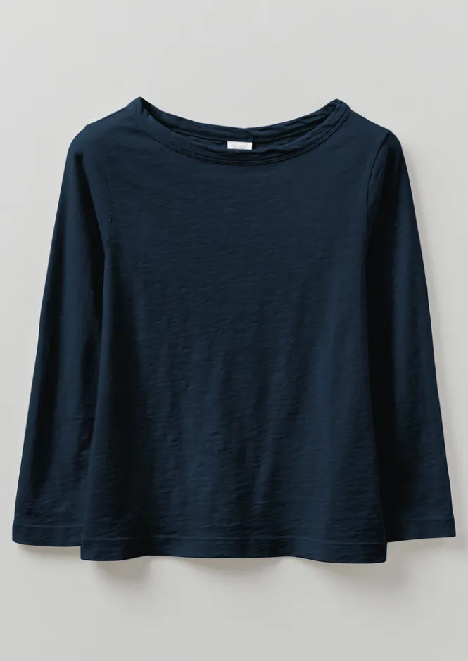 Jersey|Tops & Tees-TOAST Lia Garment Dyed Boat Neck Tee DarkNavy