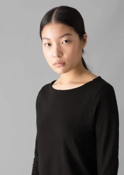 Jersey|Tops & Tees-TOAST Lia Garment Dyed Boat Neck Tee CarbonBlack