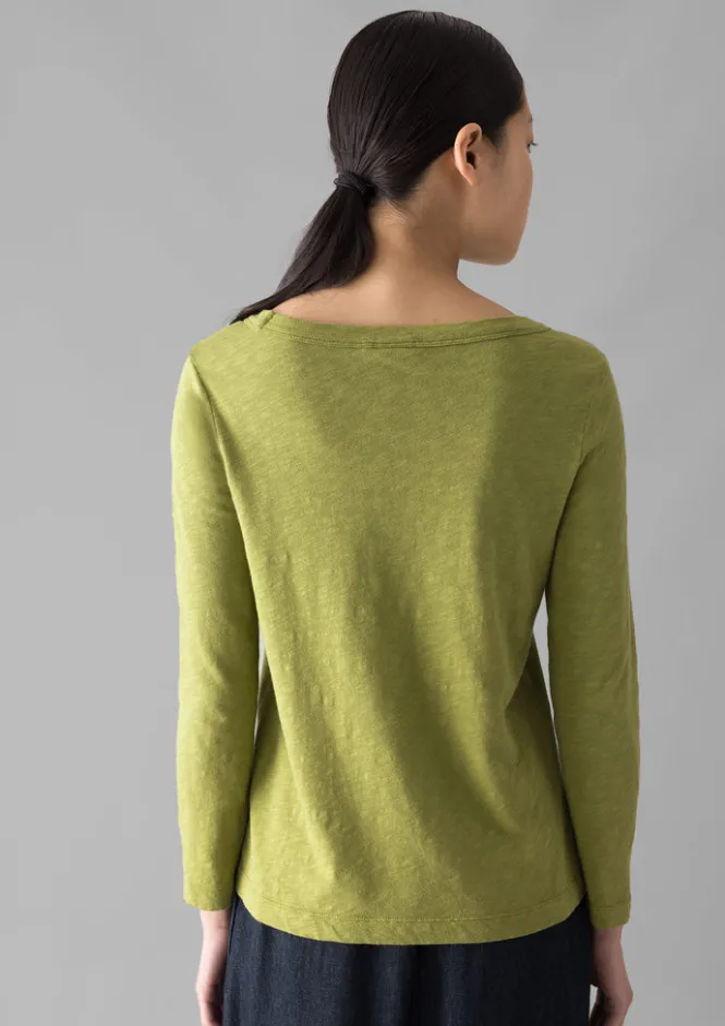 Jersey|Tops & Tees-TOAST Lia Garment Dyed Boat Neck Tee WoodbineGreen