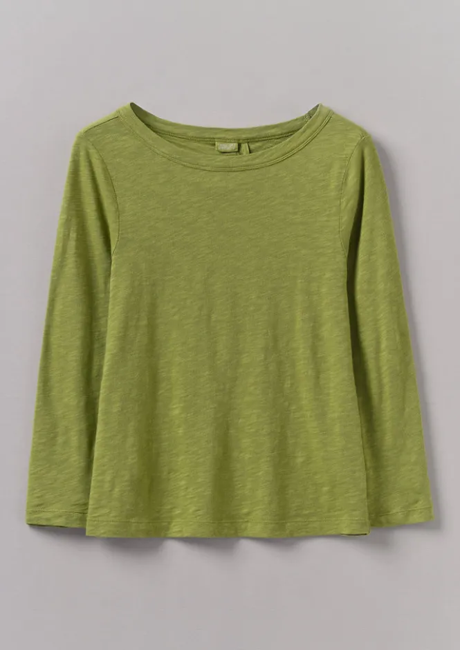 Jersey|Tops & Tees-TOAST Lia Garment Dyed Boat Neck Tee WoodbineGreen