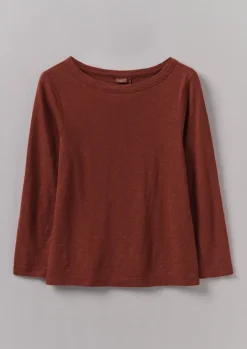 Jersey|Tops & Tees-TOAST Lia Garment Dyed Boat Neck Tee BraeburnRed