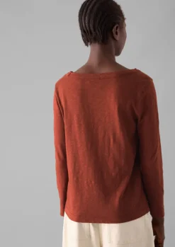 Jersey|Tops & Tees-TOAST Lia Garment Dyed Boat Neck Tee BraeburnRed