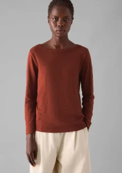 Jersey|Tops & Tees-TOAST Lia Garment Dyed Boat Neck Tee BraeburnRed