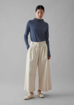 Jersey|Tops & Tees-TOAST Light Stripe Cotton Slub Tee NileBlue