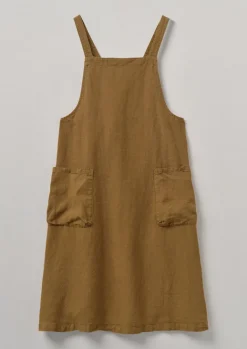 Aprons & Tea Towels-TOAST Linen Crossback Pinafore Apron TawnyBrown