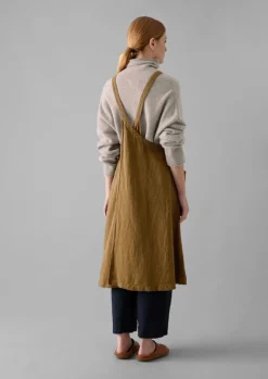 Aprons & Tea Towels-TOAST Linen Crossback Pinafore Apron TawnyBrown