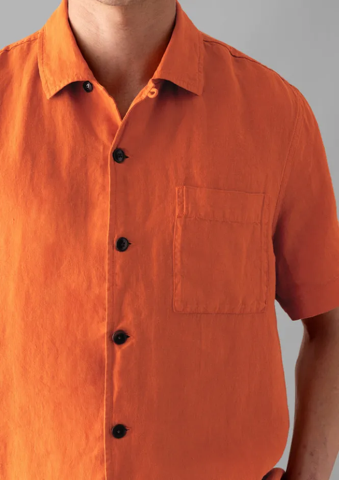 Linen|Shirts-TOAST Linen Short Sleeve Shirt Clementine