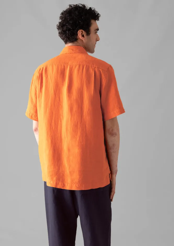 Linen|Shirts-TOAST Linen Short Sleeve Shirt Clementine