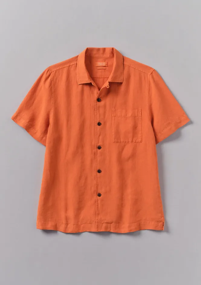 Linen|Shirts-TOAST Linen Short Sleeve Shirt Clementine