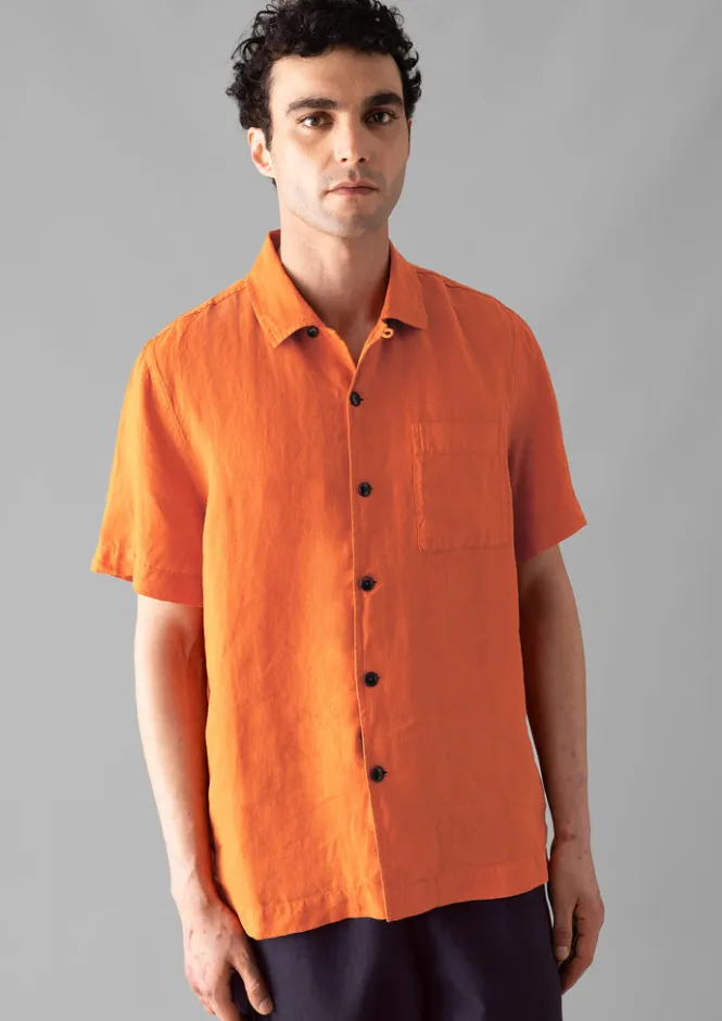 Linen|Shirts-TOAST Linen Short Sleeve Shirt Clementine