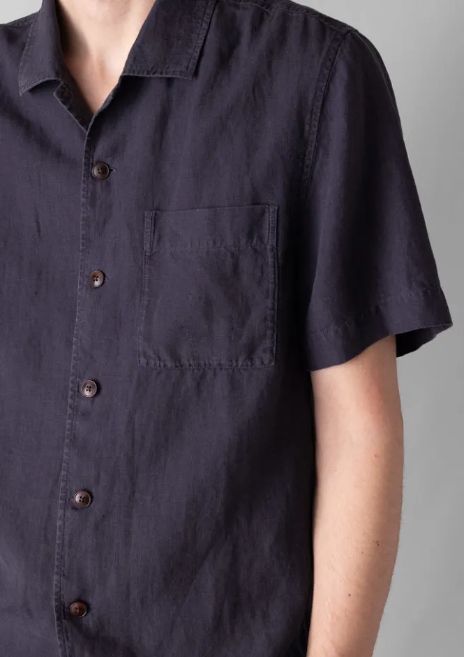 Linen|Shirts-TOAST Linen Short Sleeve Shirt Slate