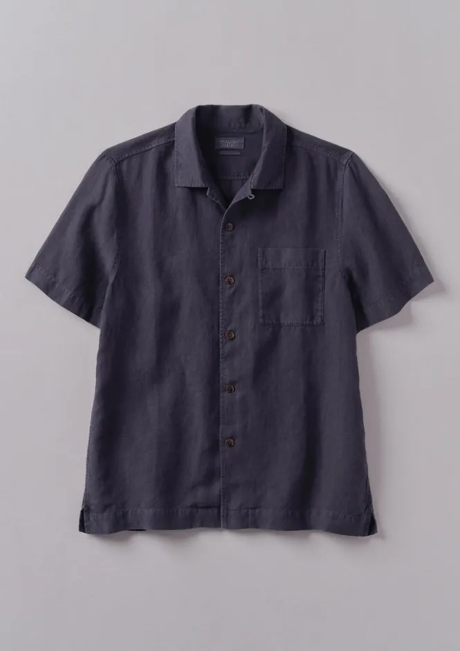 Linen|Shirts-TOAST Linen Short Sleeve Shirt Slate