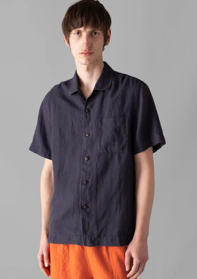 Linen|Shirts-TOAST Linen Short Sleeve Shirt Slate