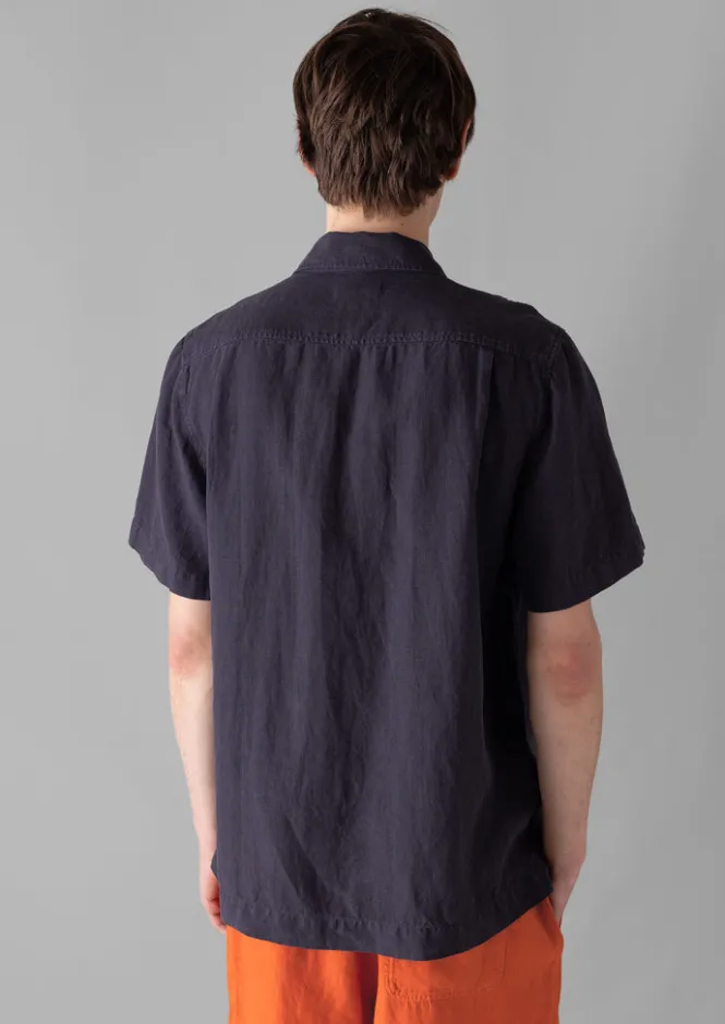 Linen|Shirts-TOAST Linen Short Sleeve Shirt Slate