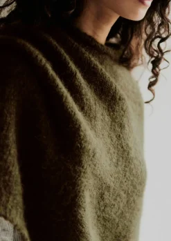 Hats, Scarves & Gloves|Knitwear-TOAST Lofty Alpaca Blend Knitted Poncho Olive