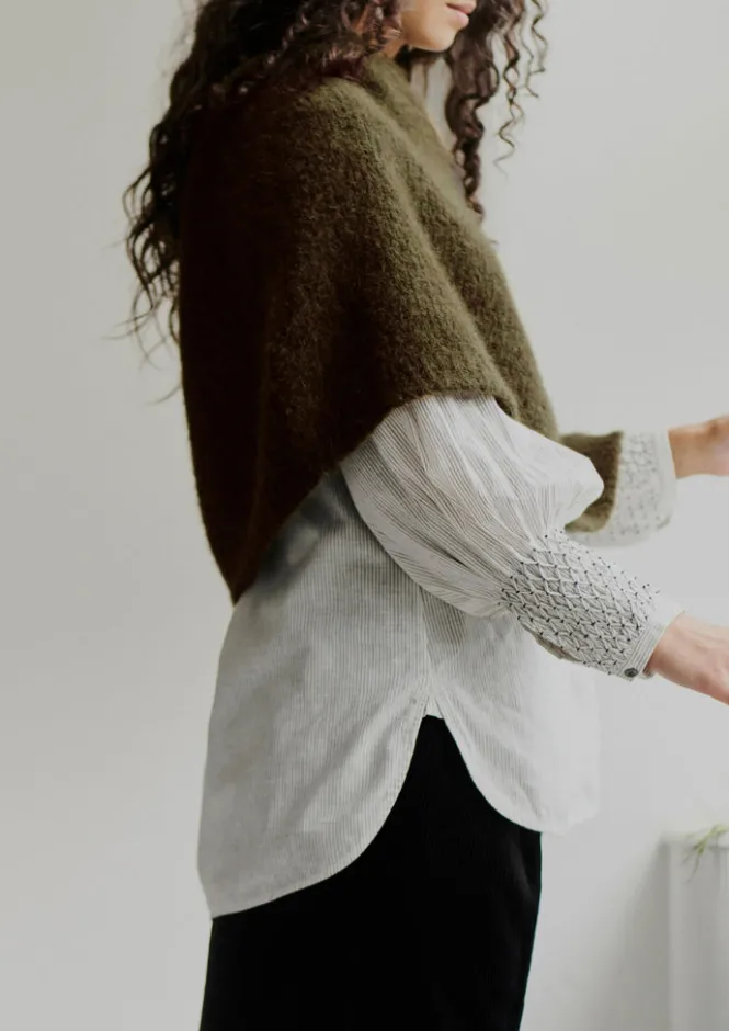 Hats, Scarves & Gloves|Knitwear-TOAST Lofty Alpaca Blend Knitted Poncho Olive