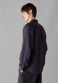 Shirts-TOAST Loop Button Linen Shirt Slate
