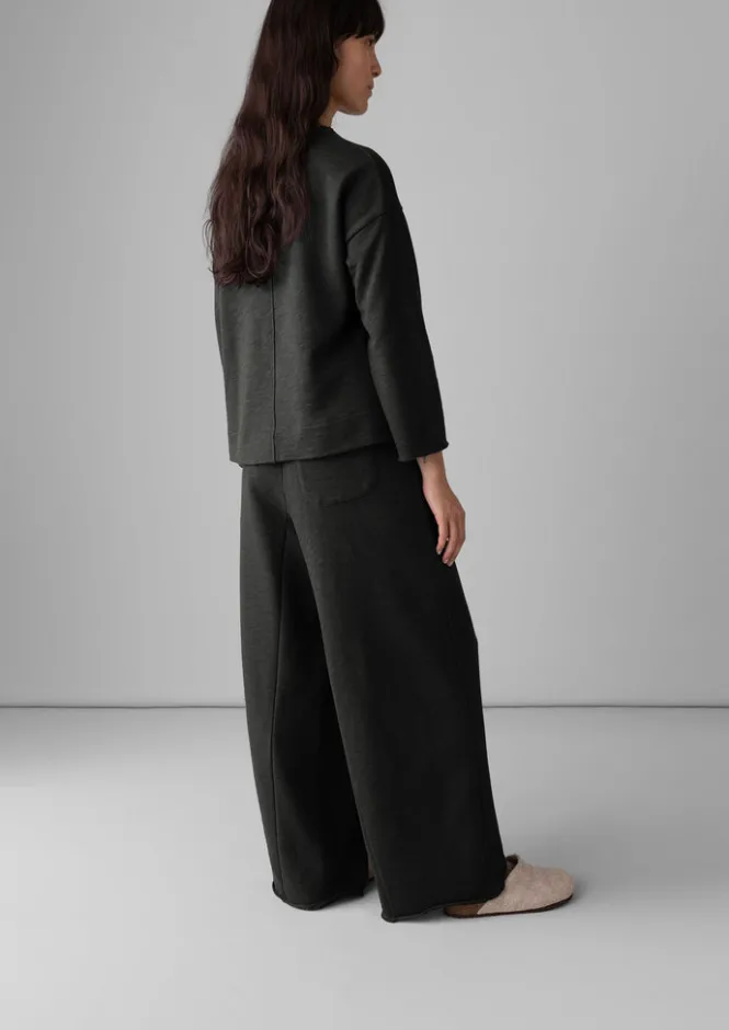 Jersey|Loungewear-TOAST Loopback Jersey Wide Leg Trousers Charcoal