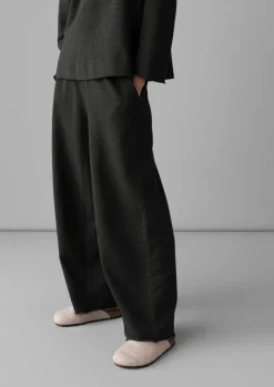 Jersey|Loungewear-TOAST Loopback Jersey Wide Leg Trousers Charcoal