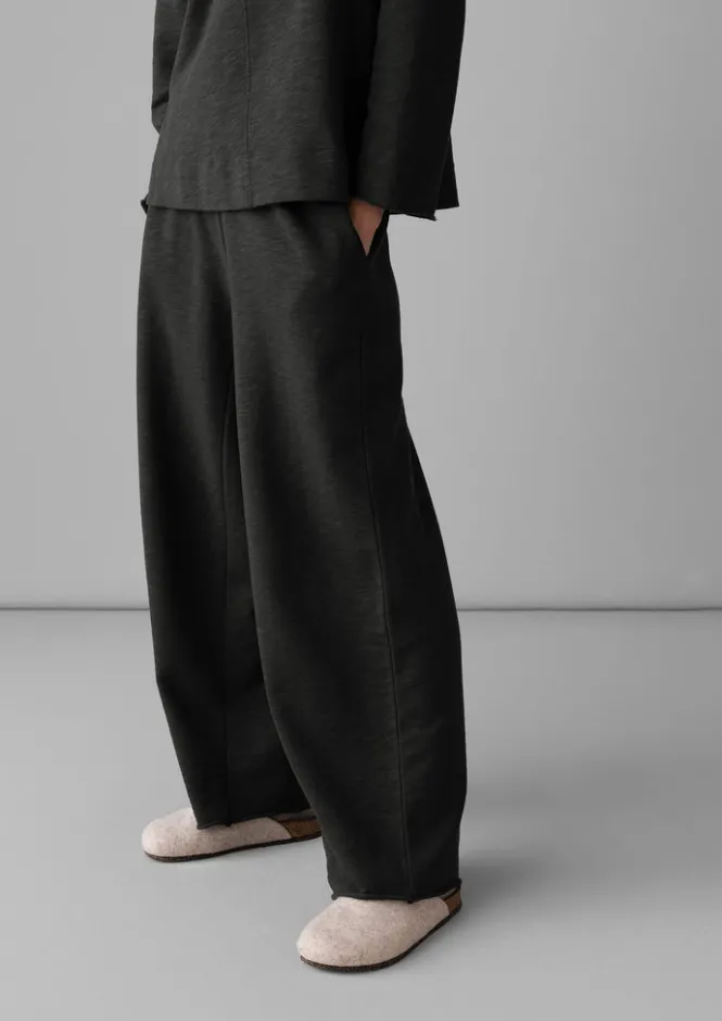 Jersey|Loungewear-TOAST Loopback Jersey Wide Leg Trousers Charcoal