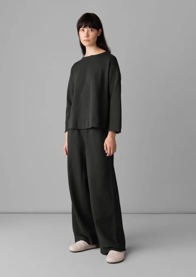 Jersey|Loungewear-TOAST Loopback Jersey Wide Leg Trousers Charcoal