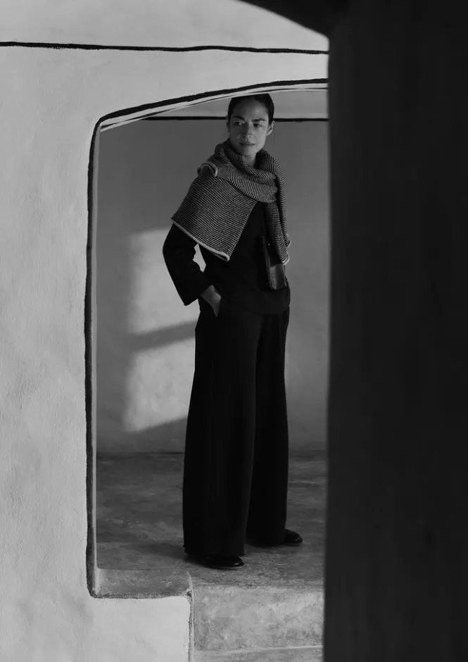 Jersey|Loungewear-TOAST Loopback Jersey Wide Leg Trousers Charcoal