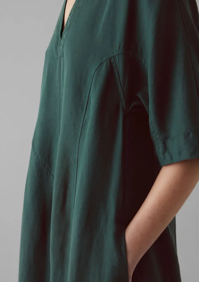 Linen|Dresses-TOAST Lyocell Linen Herringbone Panel Dress Scarab