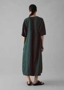 Linen|Dresses-TOAST Lyocell Linen Herringbone Panel Dress Scarab