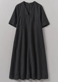 Linen|Dresses-TOAST Lyocell Linen Herringbone Panel Dress Basalt