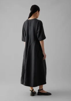 Linen|Dresses-TOAST Lyocell Linen Herringbone Panel Dress Basalt