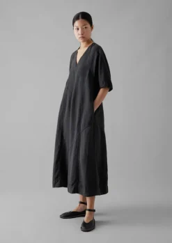 Linen|Dresses-TOAST Lyocell Linen Herringbone Panel Dress Basalt