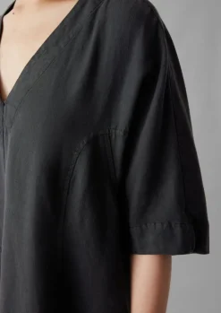 Linen|Dresses-TOAST Lyocell Linen Herringbone Panel Dress Basalt