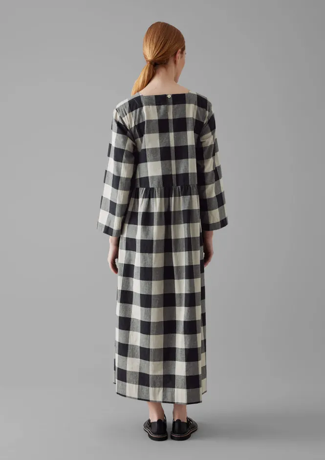 Cashmere|Loungewear-TOAST Macro Gingham Cotton Cashmere Dress Onyx/Ecru