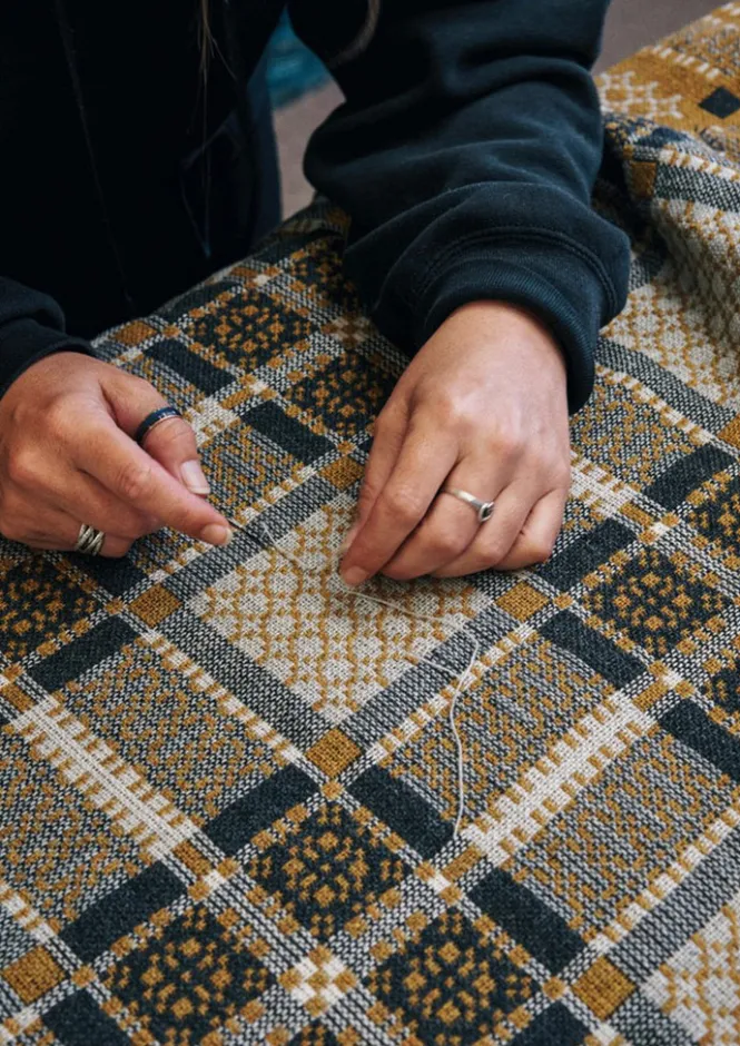 Textiles|Blankets & Throws-TOAST Melin Tregwynt Welsh Blanket Catkin/Charcoal