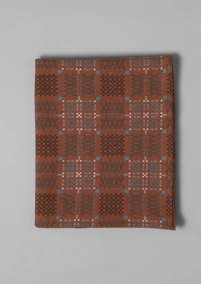 Textiles|Blankets & Throws-TOAST Melin Tregwynt Welsh Blanket Rust/Topaz
