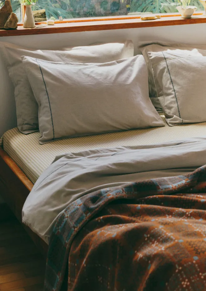 Textiles|Blankets & Throws-TOAST Melin Tregwynt Welsh Blanket Rust/Topaz