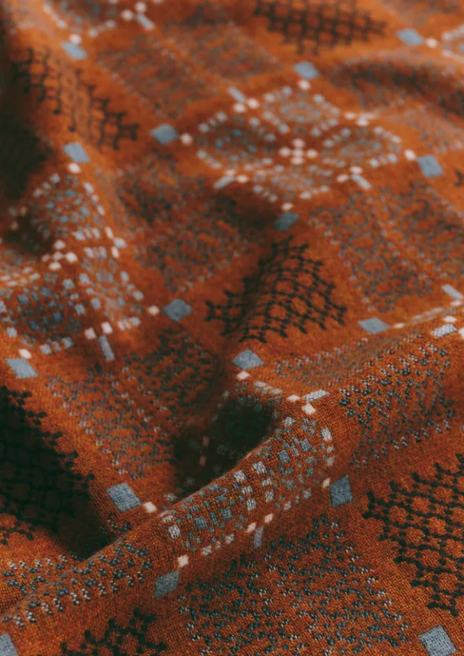 Textiles|Blankets & Throws-TOAST Melin Tregwynt Welsh Blanket Rust/Topaz