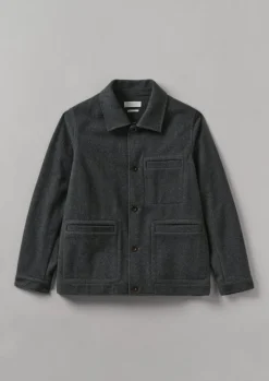 Workwear|Coats & Jackets-TOAST Melton Wool Blend Chore Jacket Charcoal