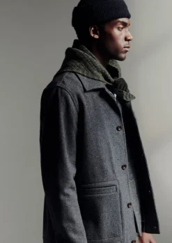 Workwear|Coats & Jackets-TOAST Melton Wool Blend Chore Jacket Charcoal