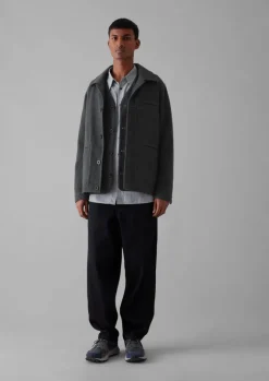 Workwear|Coats & Jackets-TOAST Melton Wool Blend Chore Jacket Charcoal