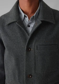Workwear|Coats & Jackets-TOAST Melton Wool Blend Chore Jacket Charcoal